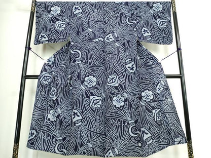 平和屋着物∴夏物　男性　浴衣　有松鳴海絞り　火消し纏　綿　逸品　DABJ4274cd