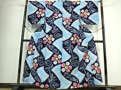 平和屋着物∴夏物　浴衣　有松鳴海絞り　草花文　綿　逸品　DABJ4288cd