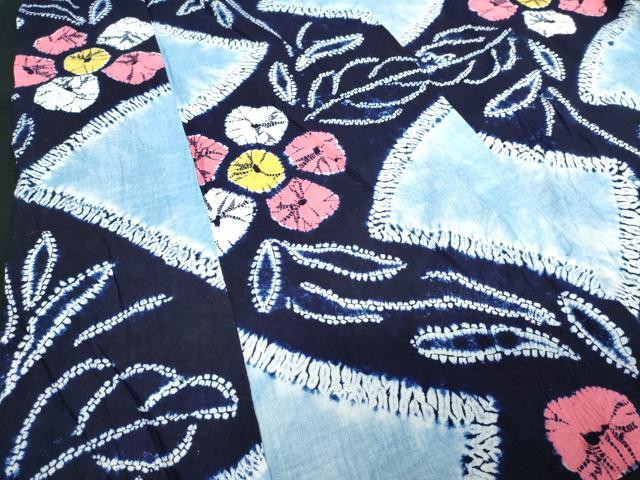 平和屋着物∴夏物　浴衣　有松鳴海絞り　草花文　綿　逸品　DABJ4288cd