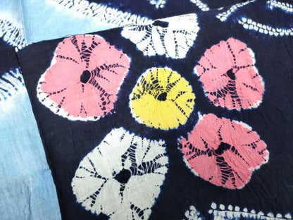 平和屋着物∴夏物　浴衣　有松鳴海絞り　草花文　綿　逸品　DABJ4288cd