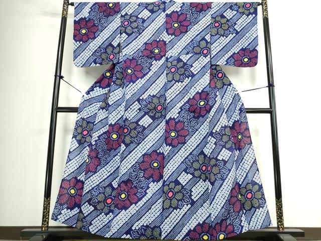 平和屋着物∴夏物　浴衣　有松鳴海絞り　舞花文　綿　逸品　DABJ4298cd
