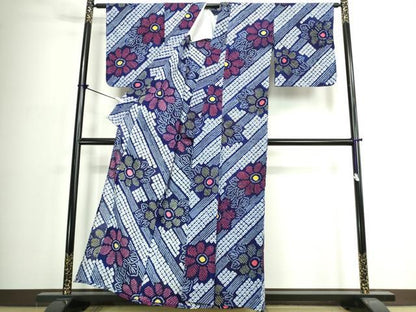 平和屋着物∴夏物　浴衣　有松鳴海絞り　舞花文　綿　逸品　DABJ4298cd