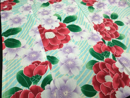 平和屋着物∴夏物　浴衣　草花文　ラメ　綿　逸品　DABJ4311cd