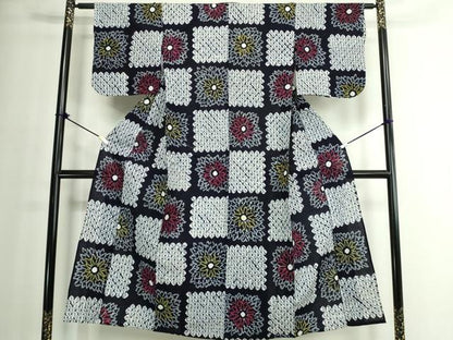 平和屋着物∴夏物　浴衣　有松鳴海絞り　舞花文　綿　逸品　DABJ4315cd