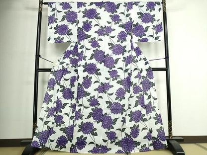 平和屋着物∴夏物　浴衣　紫陽花　綿　逸品　DABJ4322cd
