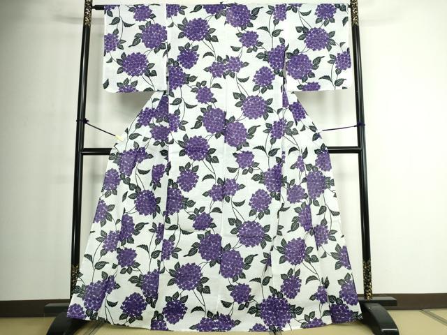 平和屋着物∴夏物　浴衣　紫陽花　綿　逸品　DABJ4322cd