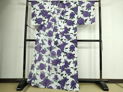 平和屋着物∴夏物　浴衣　紫陽花　綿　逸品　DABJ4322cd