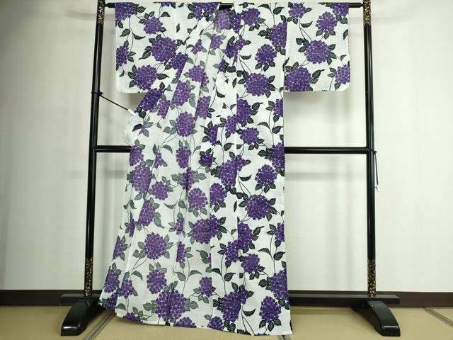 平和屋着物∴夏物　浴衣　紫陽花　綿　逸品　DABJ4322cd