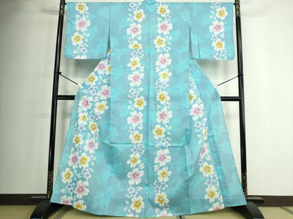 平和屋着物∴夏物　浴衣　花間道　ハイビスカス　綿　逸品　DABJ4333cd