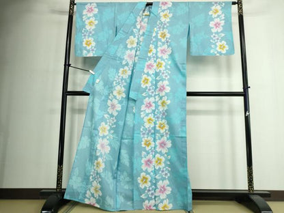 平和屋着物∴夏物　浴衣　花間道　ハイビスカス　綿　逸品　DABJ4333cd