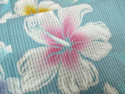 平和屋着物∴夏物　浴衣　花間道　ハイビスカス　綿　逸品　DABJ4333cd