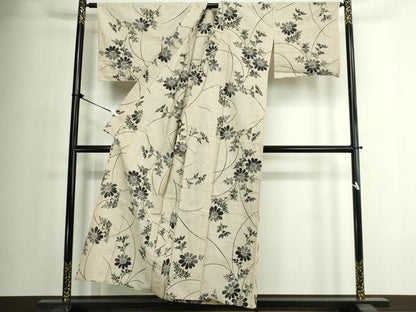 平和屋着物∴夏物　浴衣　注染　枝花文　綿　逸品　DABJ4337cd