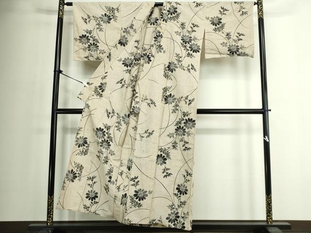 平和屋着物∴夏物　浴衣　注染　枝花文　綿　逸品　DABJ4337cd