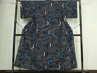 平和屋着物∴夏物　浴衣　有松鳴海絞り　流水文　綿　逸品　DABJ4341cd