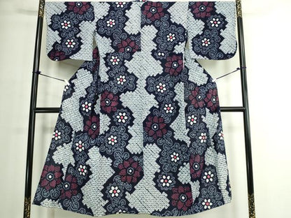 平和屋着物∴夏物　浴衣　有松鳴海絞り　花繋ぎ　綿　逸品　DABJ4344cd