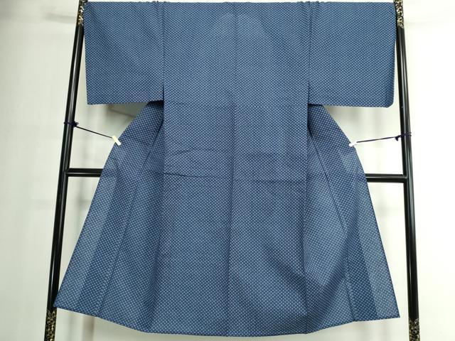 平和屋着物∴夏物　男性　浴衣　両面染　手縫い　菱文　綿　逸品　DABJ4349cd