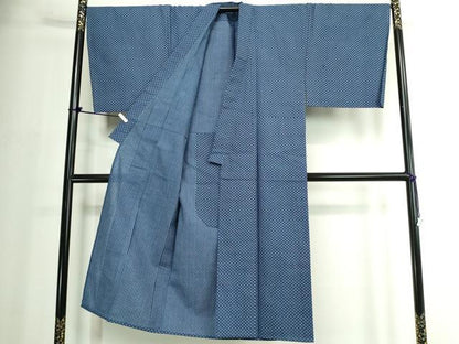 平和屋着物∴夏物　男性　浴衣　両面染　手縫い　菱文　綿　逸品　DABJ4349cd