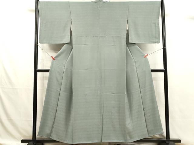 平和屋着物■上質な色無地　よろけ縞地紋　秘色色　正絹　逸品　DABJ4357cd
