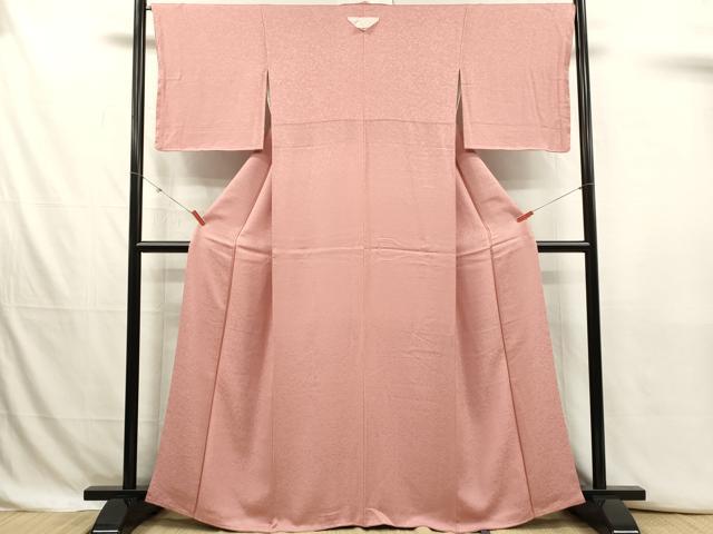 平和屋着物■上質な色無地　霞地紋　鴇色　正絹　逸品　未使用　DABJ4358cd