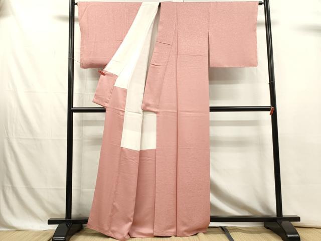 平和屋着物■上質な色無地　霞地紋　鴇色　正絹　逸品　未使用　DABJ4358cd