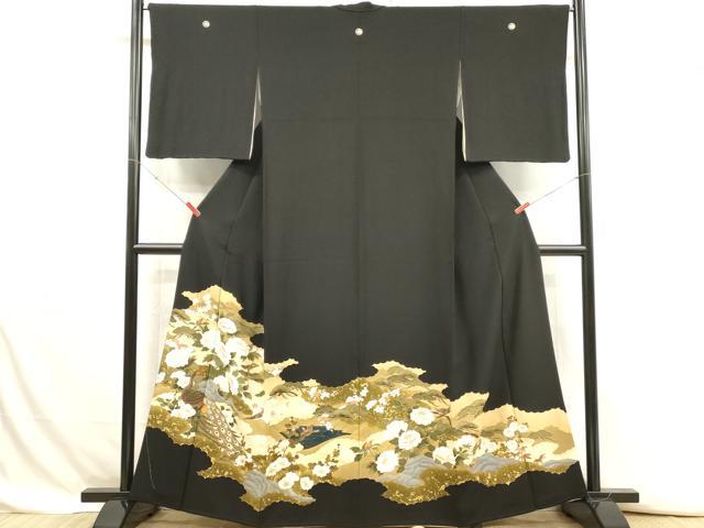 平和屋着物■豪華黒留袖　孔雀花松文　金彩　正絹　逸品　DABJ4360cd