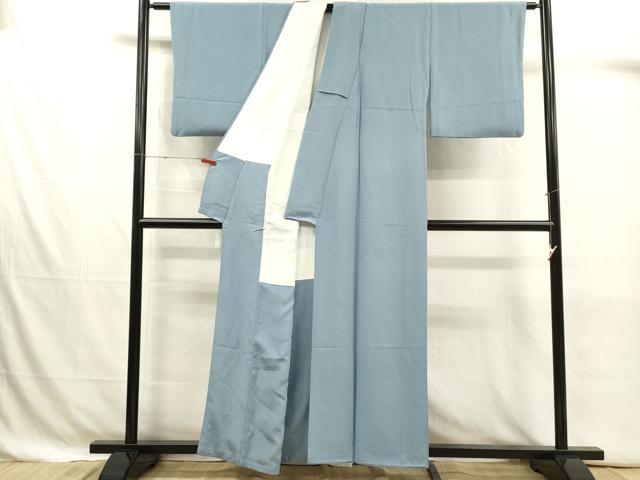 平和屋着物■上質な色無地　霞地紋　勿忘草色　正絹　逸品　DABJ4366cd