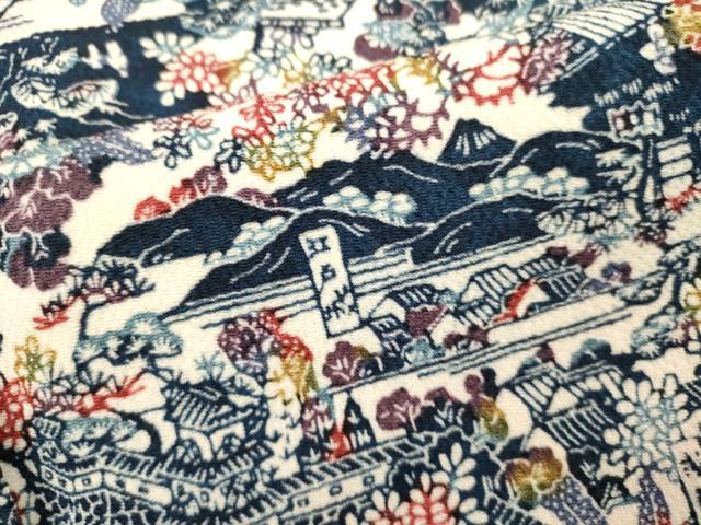 平和屋着物■上質な小紋　型染め　風景文　鬼しぼ縮緬　正絹　逸品　未使用　DABJ4367cd