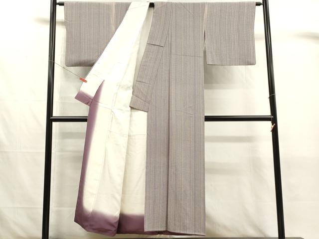 平和屋着物■伝統工芸士 染谷梅治　小紋　格子　正絹　逸品　DABJ4369cd
