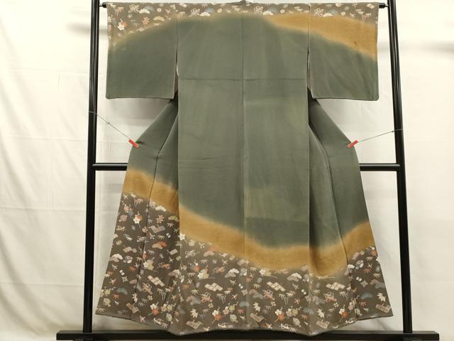 平和屋着物■訪問着　宝尽くし　暈し染め　金彩　鬼しぼ縮緬　正絹　逸品　DABJ4373cd