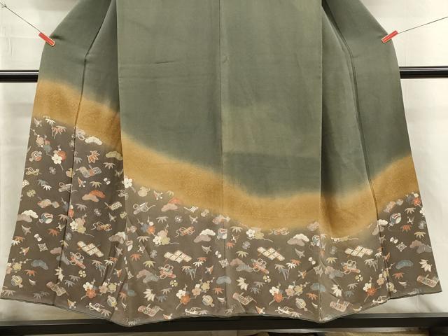 平和屋着物■訪問着　宝尽くし　暈し染め　金彩　鬼しぼ縮緬　正絹　逸品　DABJ4373cd