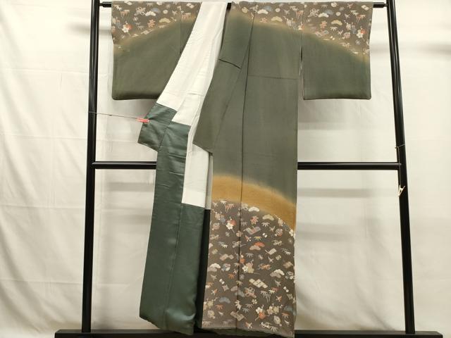 平和屋着物■訪問着　宝尽くし　暈し染め　金彩　鬼しぼ縮緬　正絹　逸品　DABJ4373cd