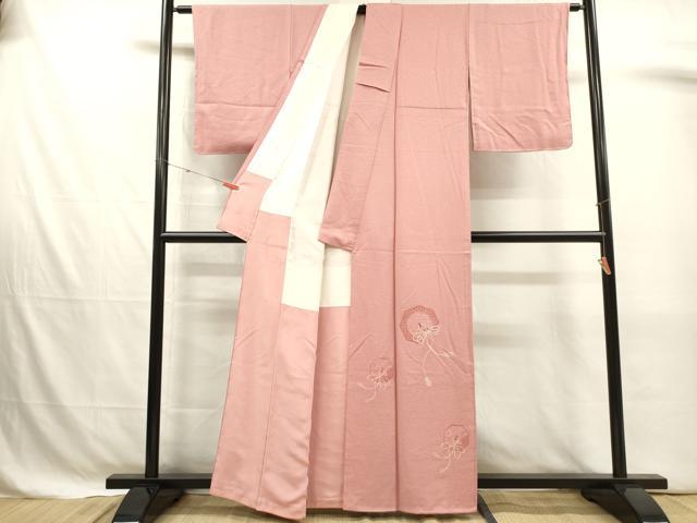 平和屋着物■色留訪問着　総刺繍　鏡裏花文　正絹　逸品　DABJ4376cd