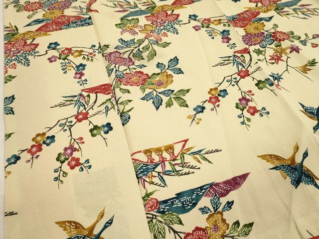 平和屋着物■上質な小紋　型染め　花鳥文　正絹　逸品　DABJ4377cd