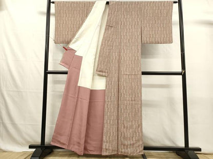 平和屋着物■上質な小紋　横段花文　正絹　逸品　横段花文　DABJ4382cd