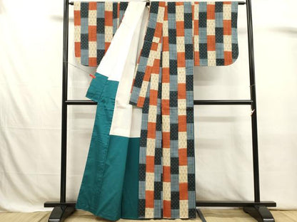 平和屋着物■上質な紬　絣文様　正絹　逸品　未使用　DABJ4383cd