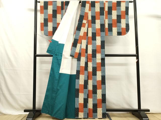 平和屋着物■上質な紬　絣文様　正絹　逸品　未使用　DABJ4383cd