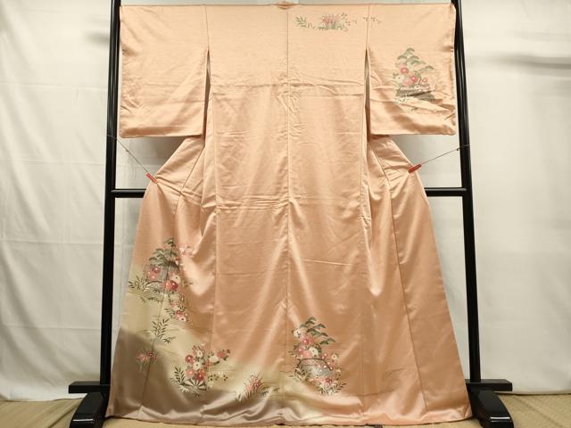 平和屋着物■上質な小紋　風景籬花文　枝梅　暈し染め　金彩　ロング丈　正絹　逸品　DABJ4384cd