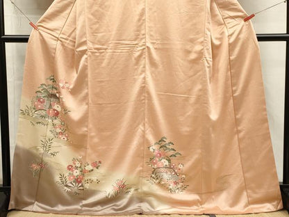 平和屋着物■上質な小紋　風景籬花文　枝梅　暈し染め　金彩　ロング丈　正絹　逸品　DABJ4384cd