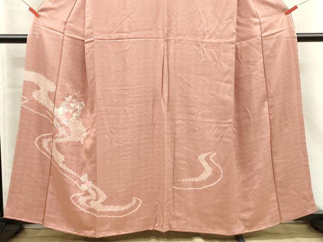 平和屋着物■訪問着　絞り　刺繍　流水花丸文　正絹　逸品　DABJ4386cd