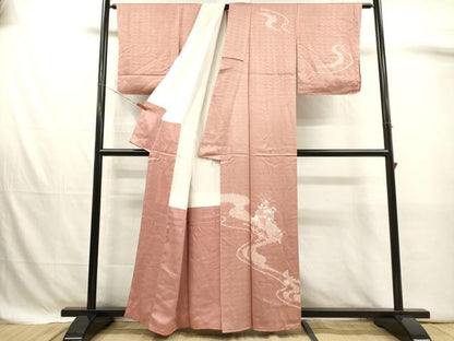 平和屋着物■訪問着　絞り　刺繍　流水花丸文　正絹　逸品　DABJ4386cd