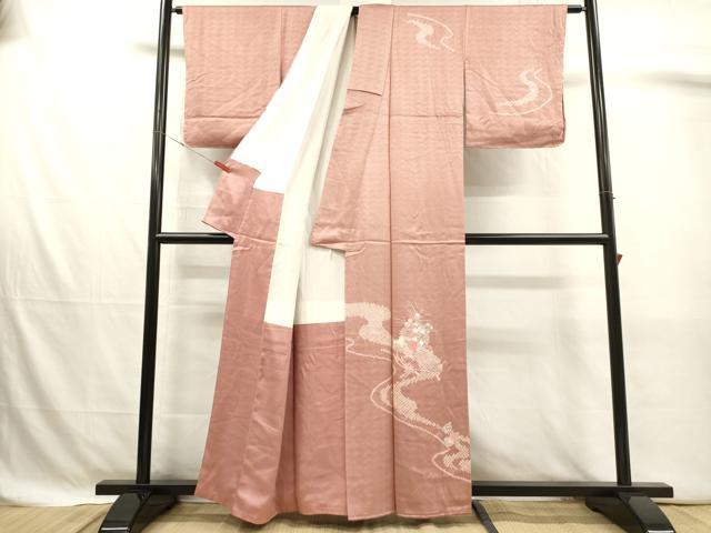 平和屋着物■訪問着　絞り　刺繍　流水花丸文　正絹　逸品　DABJ4386cd