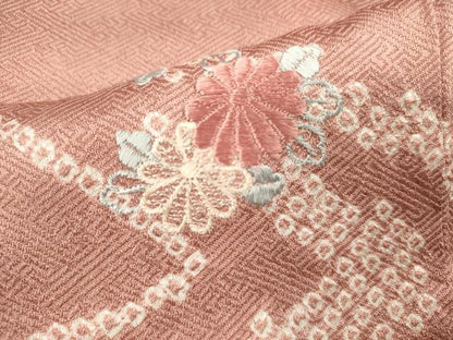 平和屋着物■訪問着　絞り　刺繍　流水花丸文　正絹　逸品　DABJ4386cd