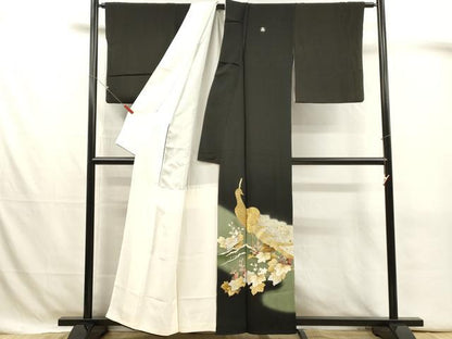 平和屋着物■豪華黒留袖　孔雀文　暈し染め　金銀彩　正絹　逸品　DABJ4388cd