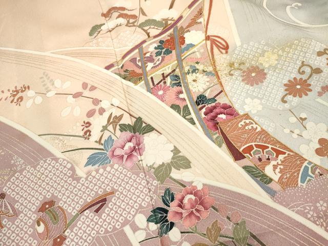 平和屋着物■訪問着　駒刺繍　几帳花文　宝尽くし　金銀彩　小田急百貨店扱い　正絹　逸品　DABJ4389cd