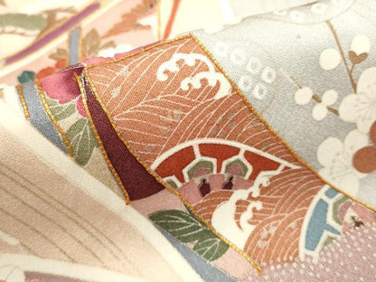 平和屋着物■訪問着　駒刺繍　几帳花文　宝尽くし　金銀彩　小田急百貨店扱い　正絹　逸品　DABJ4389cd