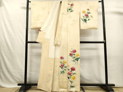 平和屋着物■訪問着　枝花文　正絹　逸品　DABJ4399cd