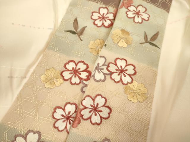 平和屋着物■長襦袢　袷　横笛文　暈し染め　半衿刺繍　正絹　逸品　DABJ4400cd