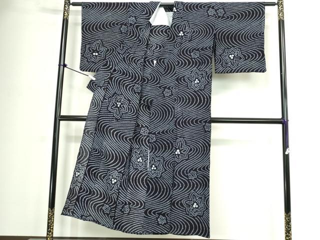 平和屋着物∴夏物　浴衣　有松鳴海絞り　流水花文　綿　逸品　DABJ4405cd