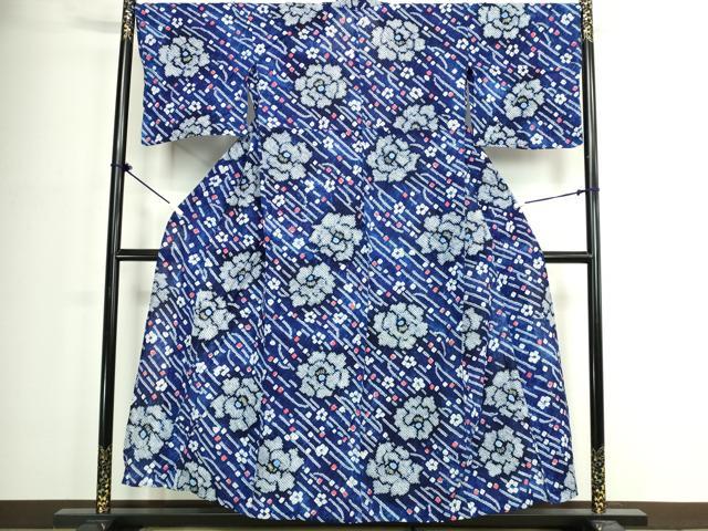 平和屋着物∴夏物　浴衣　有松鳴海絞り　舞花文　綿　逸品　DABJ4408cd