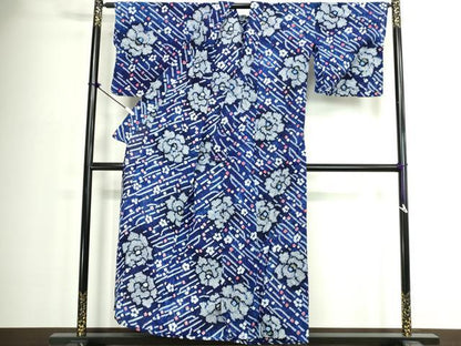 平和屋着物∴夏物　浴衣　有松鳴海絞り　舞花文　綿　逸品　DABJ4408cd